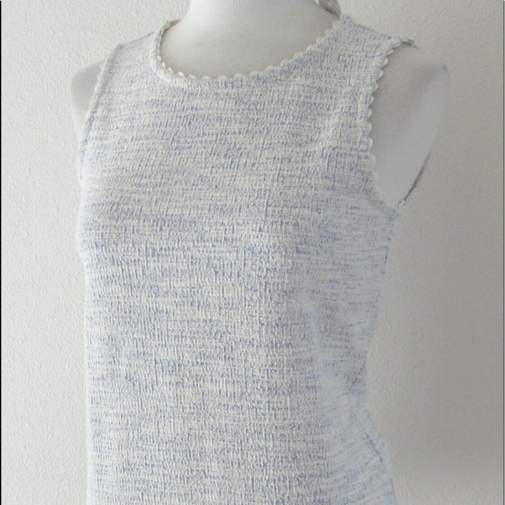 J. Crew Textured Blue & White Scalloped Tank-XL - Picture 3 of 12